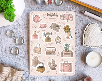 Sticker Sheet – Vintage. Bullet Journal Stickers, Planner Stickers, Scrapbook Stickers, Vintage Stickers, Retro Stickers