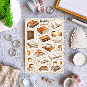 Feuille d'autocollants – Livres | Autocollants de journalisation pour votre agenda, autocollants pour bullet journal, autocollants pour agenda, autocollants pour scrapbooking