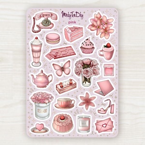 Sticker Sheet – Pink. Bullet Journal Stickers, Planner Stickers, Scrapbook Stickers, Decor Stickers, Scrapbooking, Pink, Flower, Decor