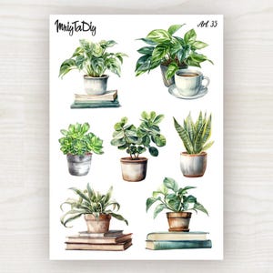 Sticker Sheet – Art 35. Bullet Journal Stickers, Planner Stickers, Scrapbook Stickers, Plants, Greenery, Watercolor Stickers