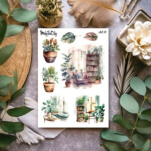 Foglio di adesivi – Arte 04. Adesivi Bullet Journal, Adesivi Planner, Adesivi Scrapbook, Adesivi Piante, Piante, Vegetazione