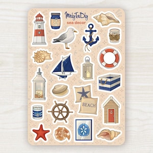Sticker Bogen – Sea Decor. Bullet Journal Aufkleber, Maritim Aufkleber, Urlaub Aufkleber, Scrapbook Aufkleber, Ozean Aufkleber, Meer Aufkleber