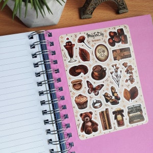Brown Aesthetic Stickers – Cozy Chocolate Sticker Sheet for Journaling, Scrapbooking, Planner and Bullet Journal image 2