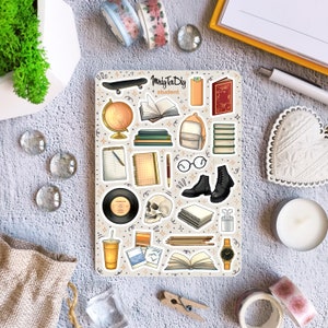 Stickervel – Student. Bullet Journal-stickers, planner-stickers, plakboekstickers, studentenstickers, boekenstickers, schoolstickers
