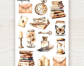 Vintage Ephemera Sticker Sheet: Retro | for Scrapbooking, Journaling, Planner