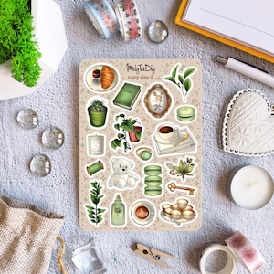 Hoja de pegatinas – Día acogedor 2. Pegatinas para diarios, pegatinas para planificadores, pegatinas para álbumes de recortes, pegatinas acogedoras, pegatinas decorativas