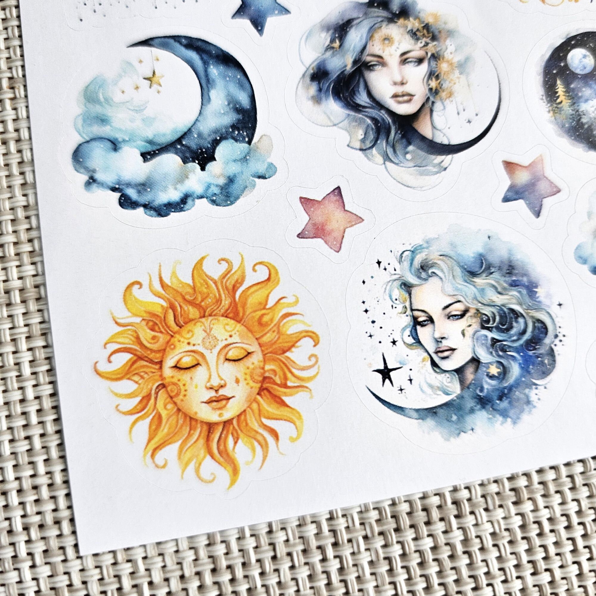 Celestial Sun and Moon Sticker Sheet: Mystical | for Scrapbooking ...