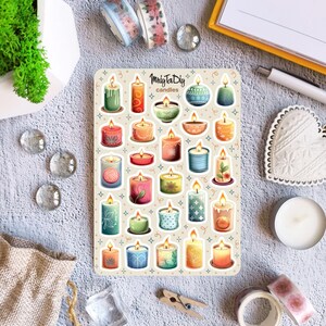 Feuille d'autocollants – Bougies | Autocollants de journalisation pour votre agenda, autocollants pour bullet journal, autocollants pour agenda, autocollants pour scrapbooking