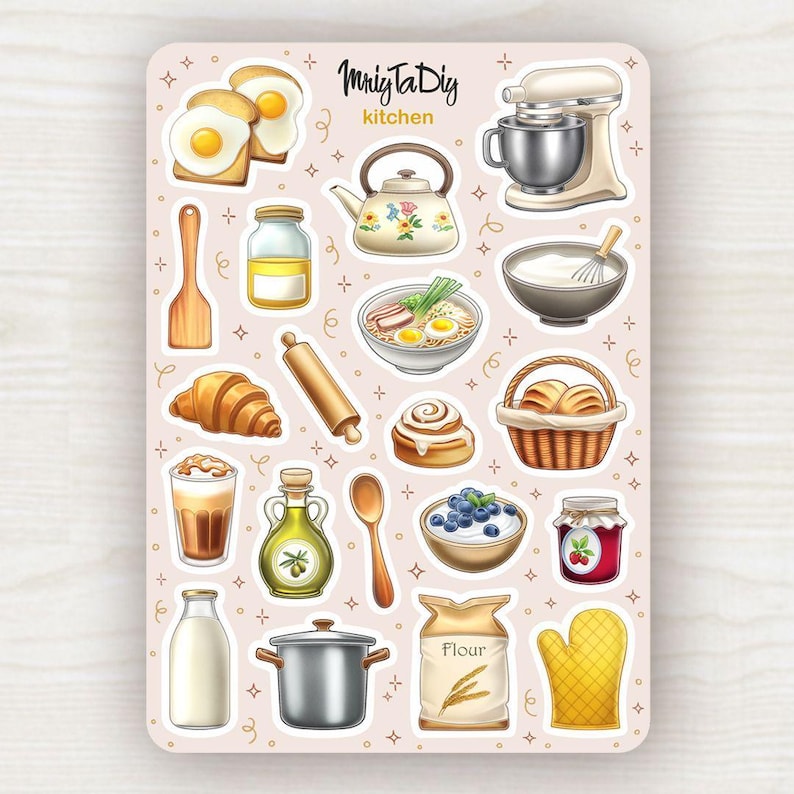 Kitchen Stickers – Cozy Cooking, Baking and Food Sticker Sheet With ...
