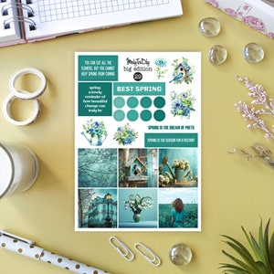Sticker Bogen- Big Edition 29. A-5, Frühling, Grün, Vogelhaus, Blumen, Bullet Journal, Planner Sticker, Scrapbook Sticker