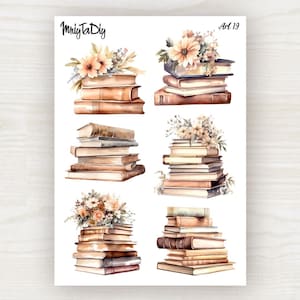Sticker Bogen – Kunst 19. Lesen, Bücher, Bullet Journal Aufkleber, Planer Aufkleber, Scrapbook Aufkleber, Kunst Aufkleber