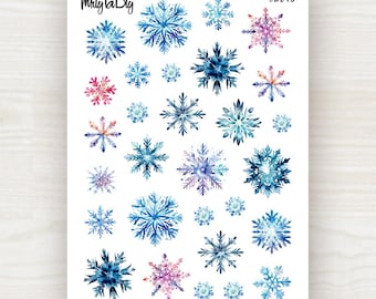 Snowflake Sticker Sheet: Snow, Christmas, Holiday | for Scrapbooking, Journaling, Planner