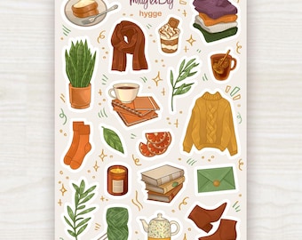 Hygge Sticker Sheet: Cozy Autumn. Planner, Scrapbooking, Journaling Stickers