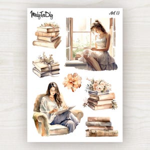 Aufkleber Bogen – Kunst 13. Lesen, Bücher, Bullet Journal Aufkleber, Planer Aufkleber, Scrapbook Aufkleber, Kunst Aufkleber