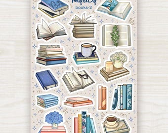 Books Stickers – Cozy Reading Book Sticker Sheet for Journaling, Scrapbooking, Planner and Bullet Journal