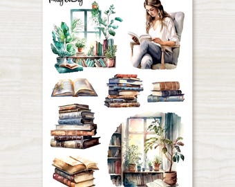 Book Lover Stickers: Cozy Vintage Reading Nook. For Scrapbooking, Journaling, Planner and Bullet Journal