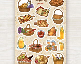 Mädchen Picknick Sticker Set – Für Journal, Planer & Bastelprojekte, Frühling & Sommer