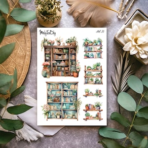 Foglio di adesivi – Art 20. Lettura, libri, adesivi Bullet Journal, adesivi Planner, adesivi scrapbook, adesivi acquerello, adesivi artistici
