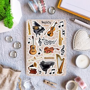 Hoja de pegatinas – Música. Bullet Journal Stickers, Planner Stickers, Scrapbook Stickers