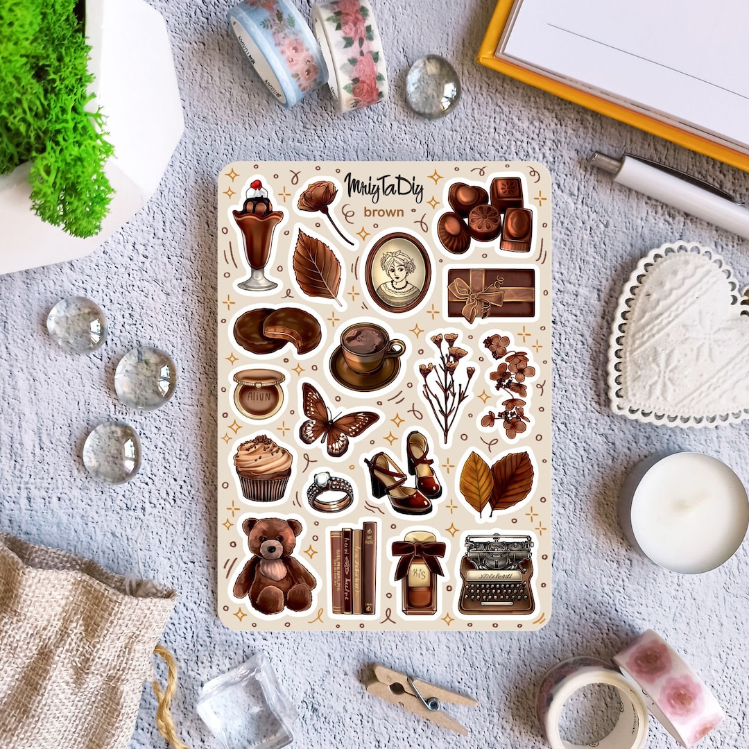 Sticker Sheet – Brown. Bullet Journal Stickers, Planner Stickers ...
