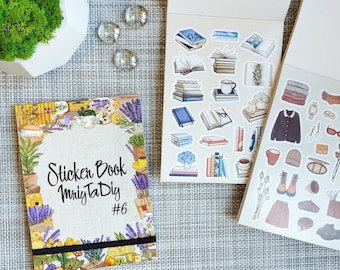 Książka naklejek 6 – 24 arkusze estetycznych naklejek do scrapbookingu, dzienników, planerów i Bullet Journal