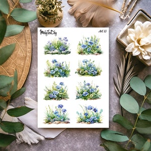 Sticker Bogen – Kunst 83. Frühling, Blumen, Blumenbeet, Gras, Bullet Journal Sticker, Planer Sticker, Scrapbook Sticker