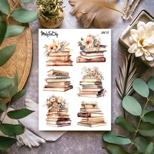 Foglio di adesivi – Art 19. Lettura, libri, adesivi Bullet Journal, adesivi Planner, adesivi scrapbook, adesivi acquerello, adesivi artistici