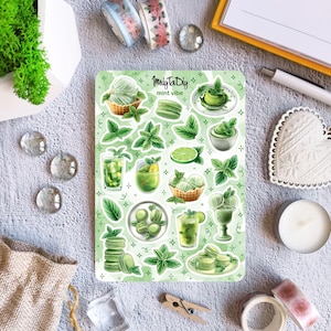 Feuille d'autocollants – Mint Vibe | Autocollants de journalisation pour votre agenda, autocollants pour bullet journal, autocollants pour agenda, autocollants pour scrapbooking
