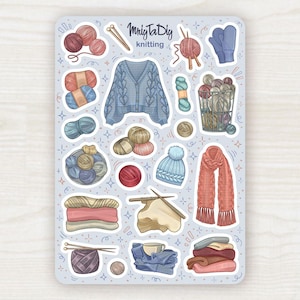 Knitting Sticker Sheet – Cozy Yarn, Sweaters, and Mittens
