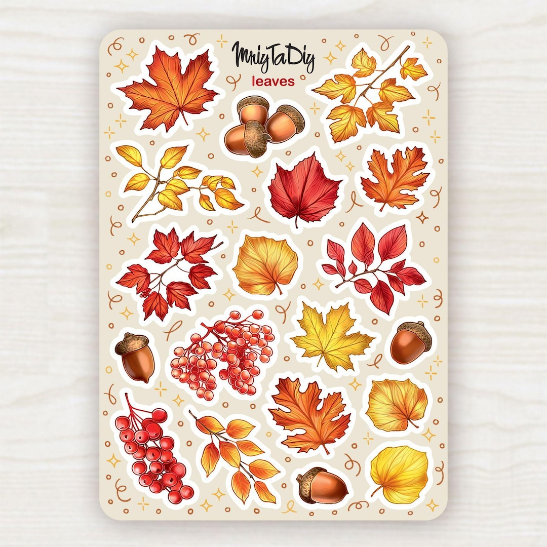 Autumn Leaves Stickers – Fall Leaf and Acorn Sticker Sheet for ...