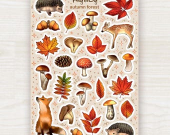 Sticker Sheet – Autumn Forest . Bullet Journal Stickers, Planner Stickers, Scrapbook Stickers,  Seasonal Stickers, September, October