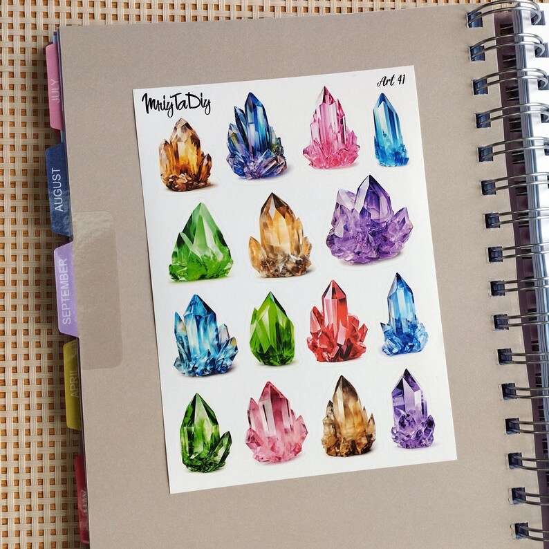 Sticker Sheet Art 41. Crystal, Bullet Journal Stickers, Scrapbook