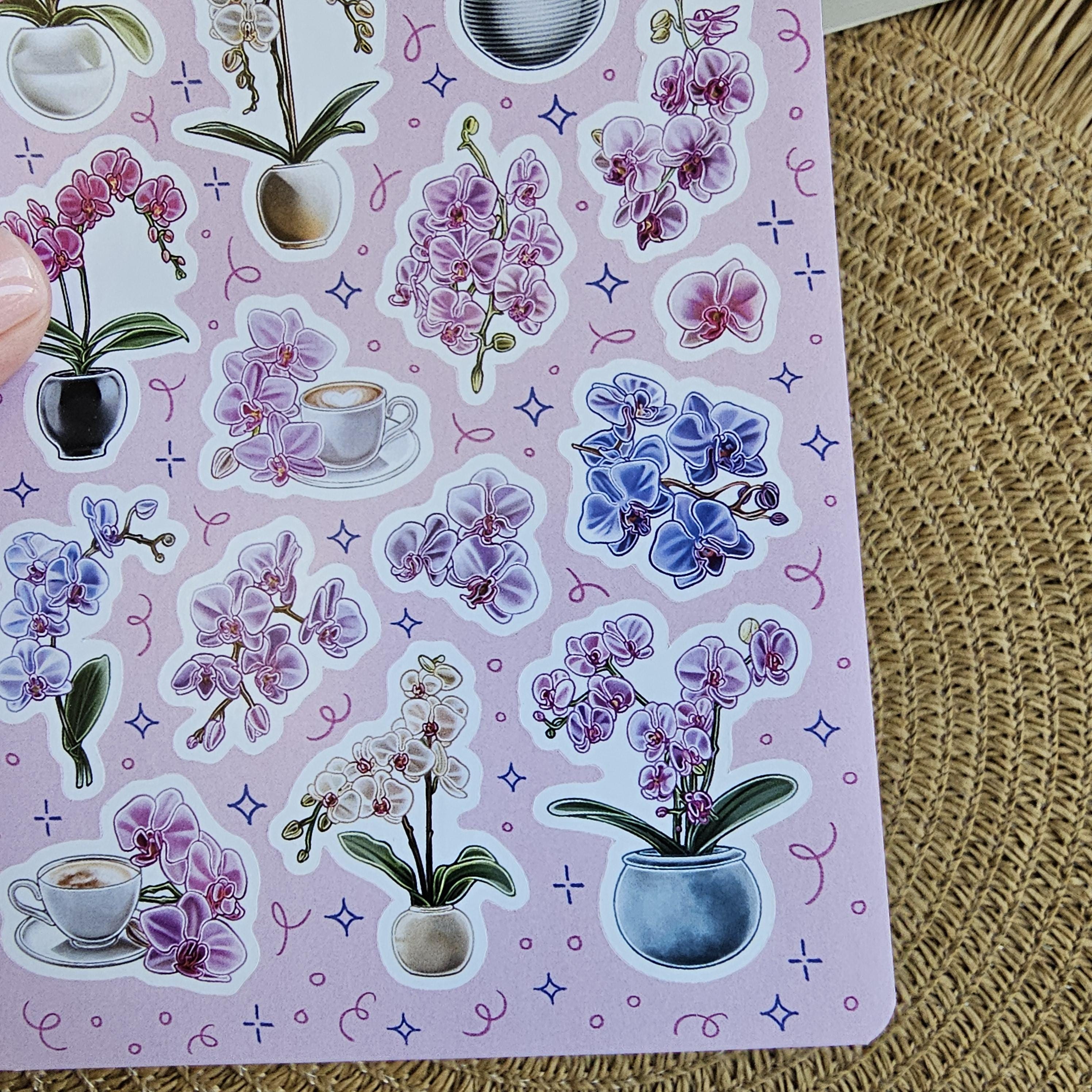 Orchid Sticker Orchid Stickers – Elegant Flower Sticker Sheet for Journaling ...