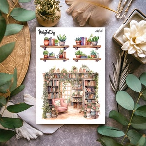 Foglio di adesivi – Art 16. Lettura, libri, adesivi Bullet Journal, adesivi Planner, adesivi scrapbook, adesivi acquerello, adesivi artistici
