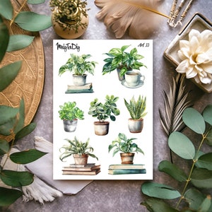 Hoja de pegatinas – Arte 35. Pegatinas de Bullet Journal, pegatinas de planificador, pegatinas de álbumes de recortes, plantas, vegetación, pegatinas de acuarela