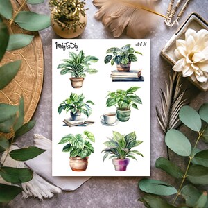 Feuille d'autocollants - Art 34. Bullet Journal Stickers, Planner Stickers, Scrapbook Stickers, Plants, Greenery, Aquarelle Stickers