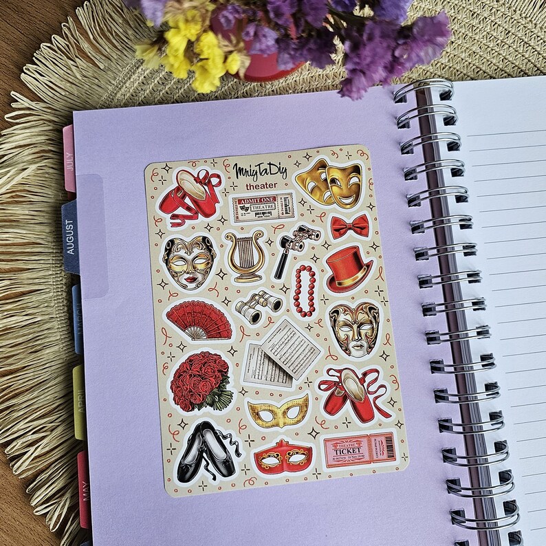 Sticker Sheet Theater. Performance, Mask, Pointe Shoes, Lyre, Ticket
