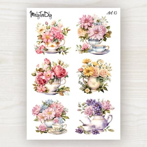 Sticker Sheet – Art 45. Flowers, Bullet Journal Stickers, Planner Stickers, Scrapbook Stickers, Vintage, Flowers, Bouquet