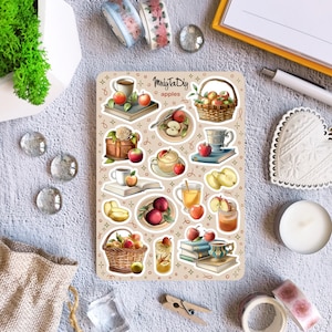 Foglio di adesivi – Mele. Adesivi Bullet Journal, Adesivi Planner, Adesivi Scrapbook, Adesivi Apple, Adesivi cibo, Adesivi frutta