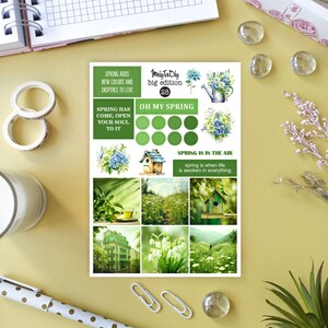 Stickerbogen – Big Edition 28. A-5, Frühling, Grün, Vogelhaus, Blumen, Bullet Journal Sticker, Planner Sticker, Scrapbook Sticker