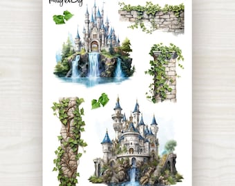 Fairytale Castle Stickers Sheet: Fantasy | for Scrapbooking, Journaling, Planner