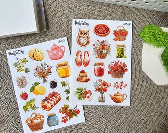 Sweet Summer Sticker Set: Tea, Honey and Berry Picnic | for Scrapbooking, Journaling, Planner