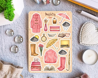 Watercolor April Showers Planner Stickers, Spring Planner Stickers ...