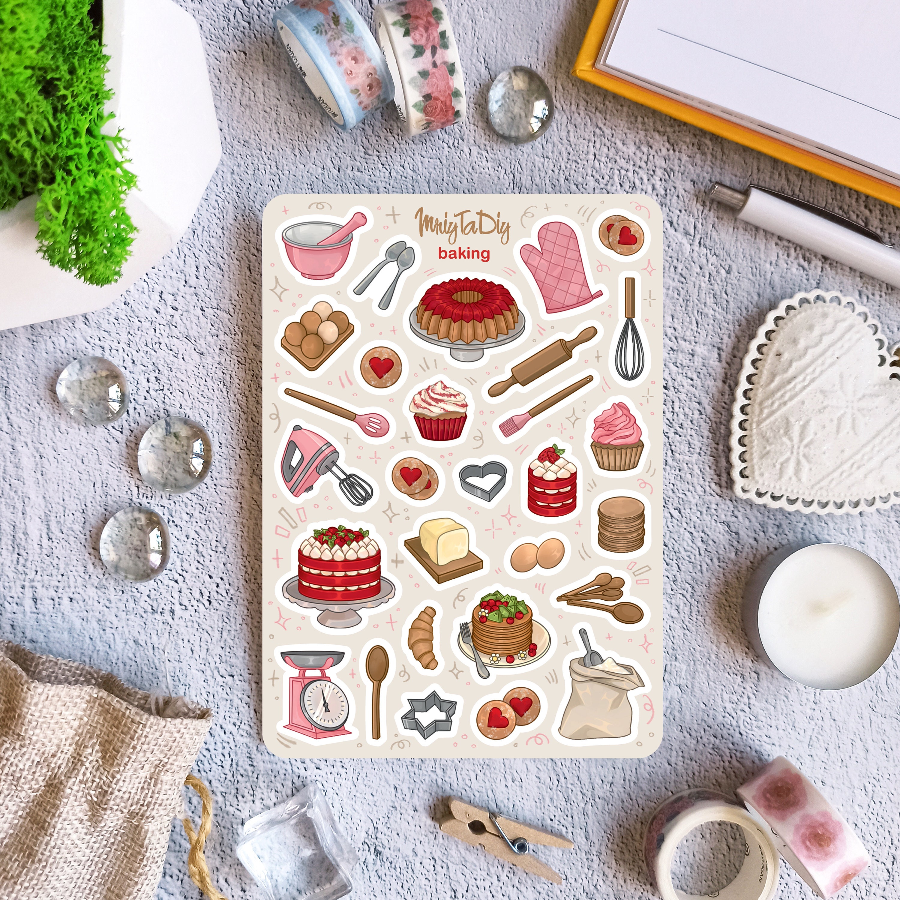 Sticker Sheet Baking. Bullet Journal Stickers Planner Etsy