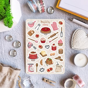 Arkusz naklejek – pieczenie. Naklejki do Bullet Journal, naklejki do planera, naklejki do scrapbookingu, naklejki do pieczenia, naklejki do kuchni