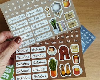 Date Cover Stickers, 12 Month Name Stickers, Dates Sticker pack, Date Covers, Date Stickers, Small Dates Stickers, Number Stickers