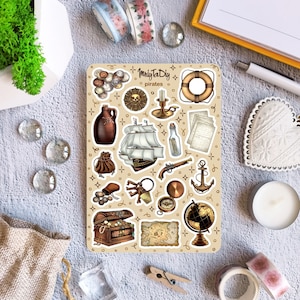 Feuille d'autocollants – Pirates. Autocollants de journal de balle, autocollants de planificateur, autocollants de scrapbooking