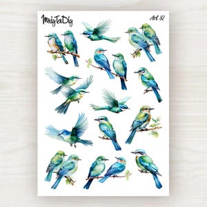 Sticker Sheet – Art 82. Spring, Birds, Animals, Nature, Bullet Journal Stickers, Planner Stickers, Scrapbook Stickers