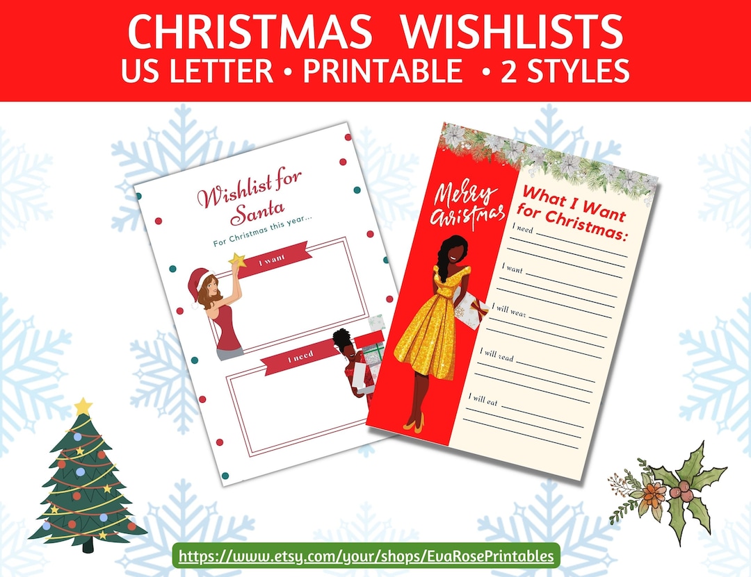 Christmas Wish List Printable Christmas Wishlist for Adults, Teens and ...