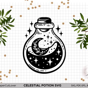 Mystical Svg Magic Potion Svg Moon Svg Witchy potion svg Crescent moon svg Tattoo